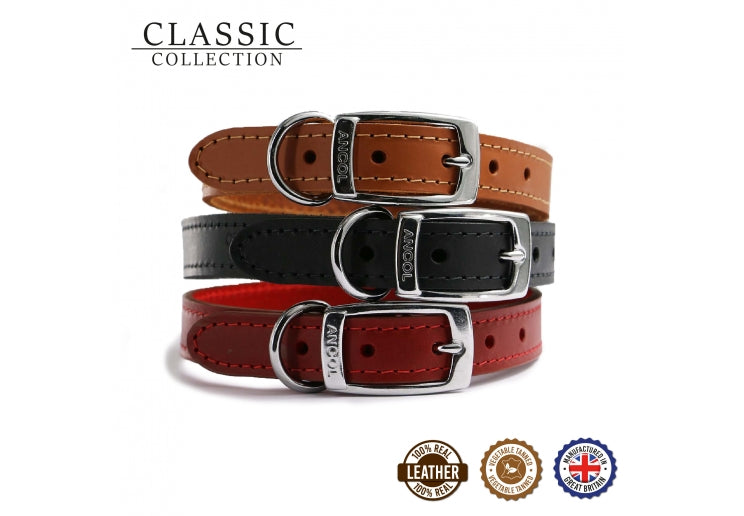 Ancol Classic Tan Leather Dog Collar 39-48cm Size 5