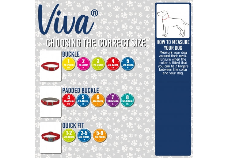 Viva Nylon Black Dog Collar 35-43cm Size 4