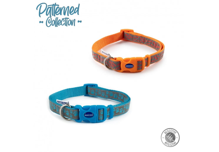 Ancol Orange Reflective Bones Dog Collar 45-70cm