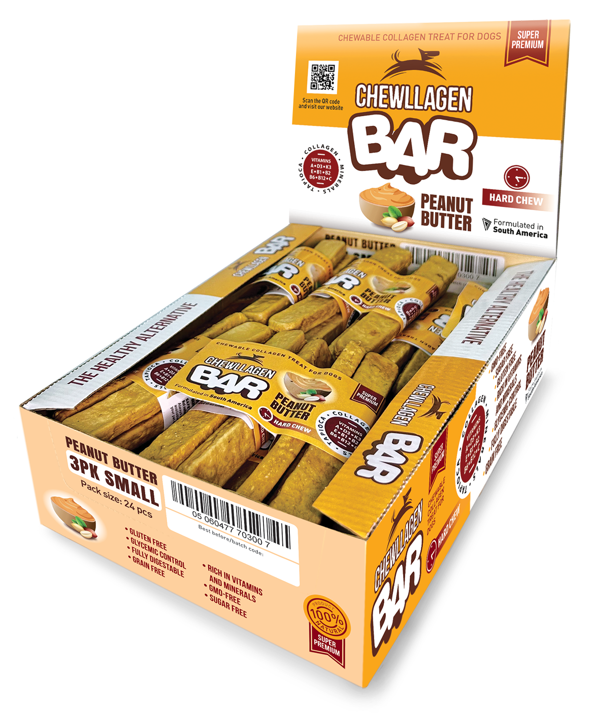 Chewllagen BAR 10" Peanut Butter (12 pcs) Large NEW