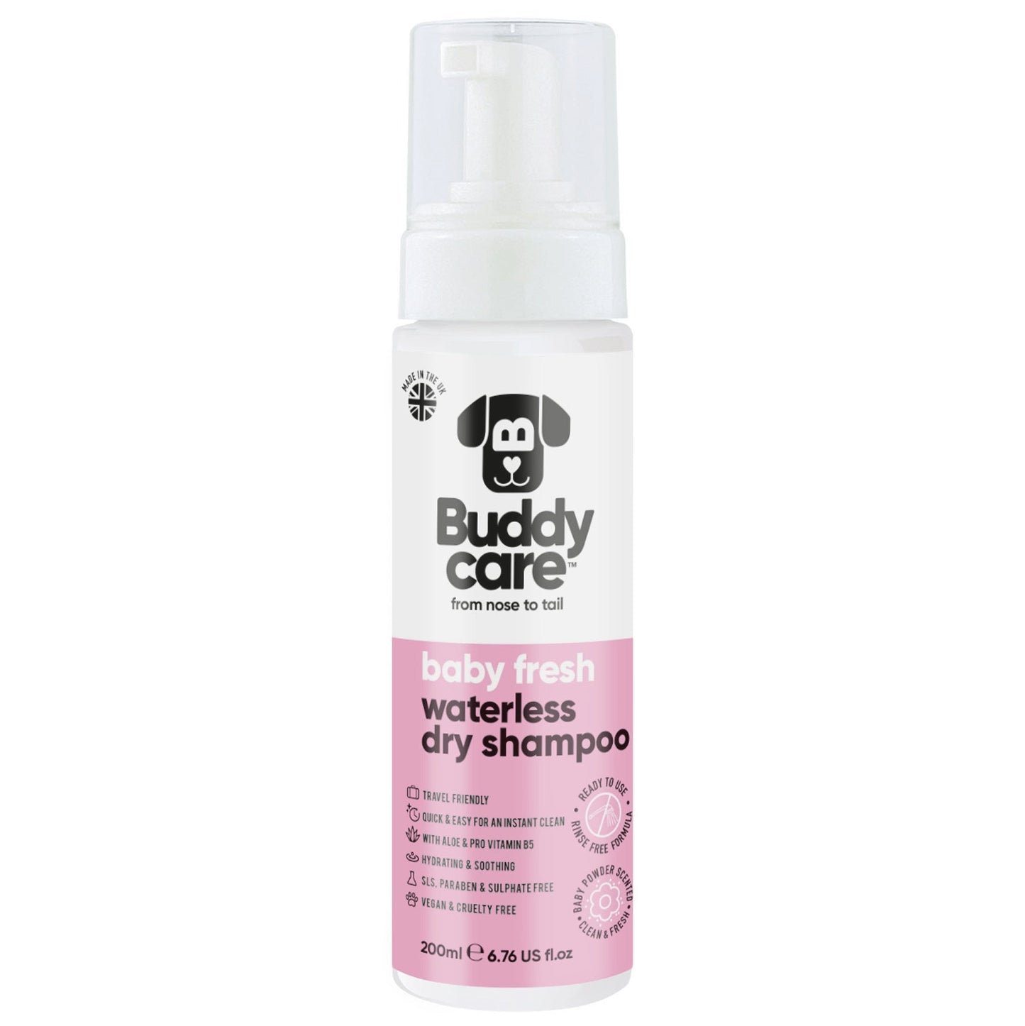 Buddycare Waterless Dry Dog Shampoo - Baby Fresh - 200ml