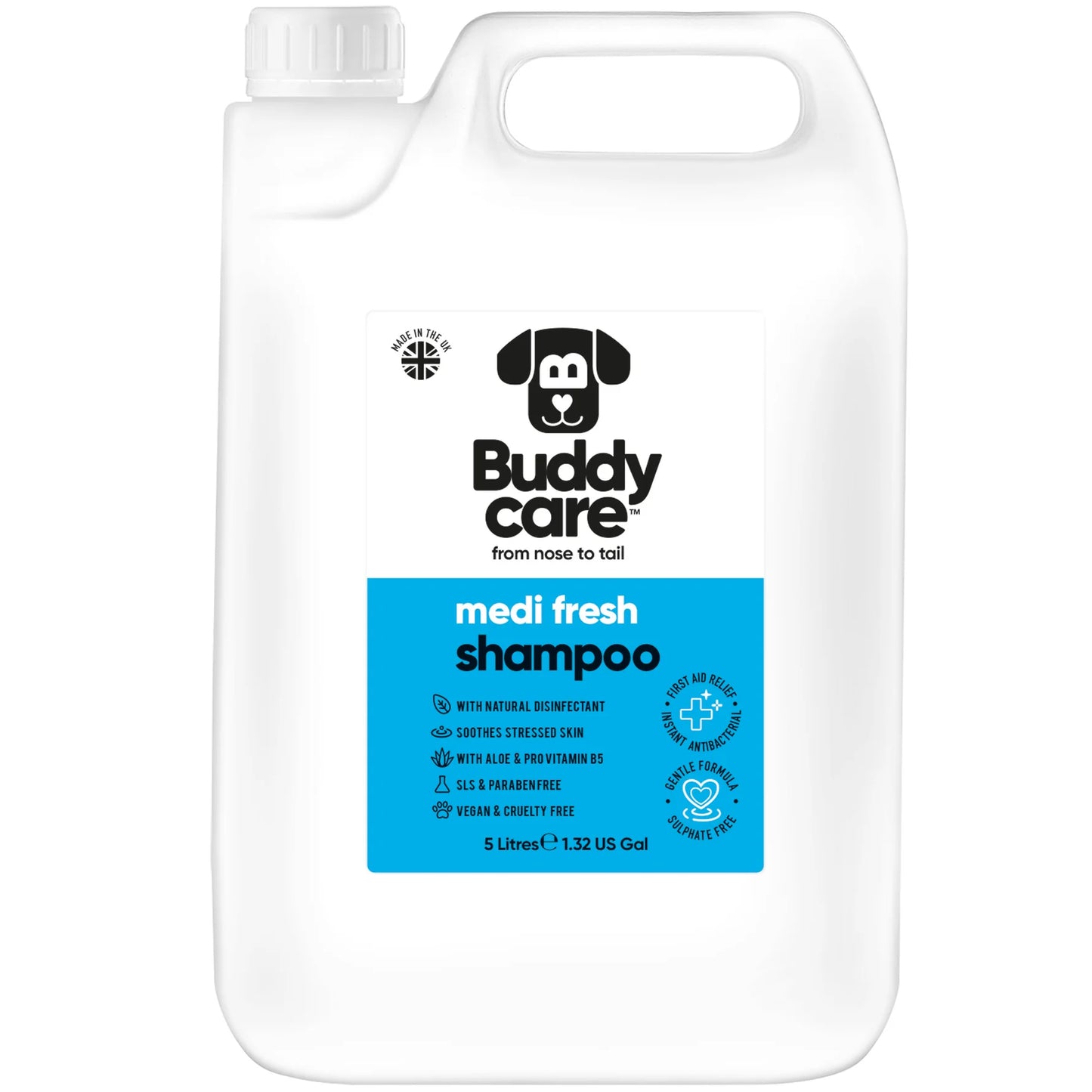 Buddycare 5 Litre Dog Shampoo - Medi Fresh - 5L / 1.32 Gal