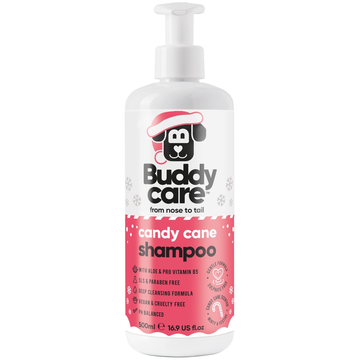 Buddy Care Dog Shampoo- Candy Cane - 500ML / 16.9 fl oz