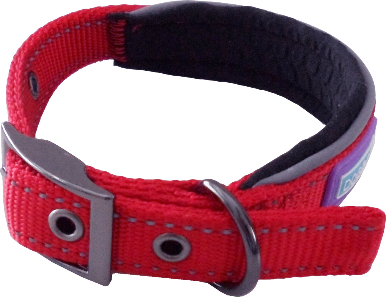 D&C Padded Red Dog Collar Medium
