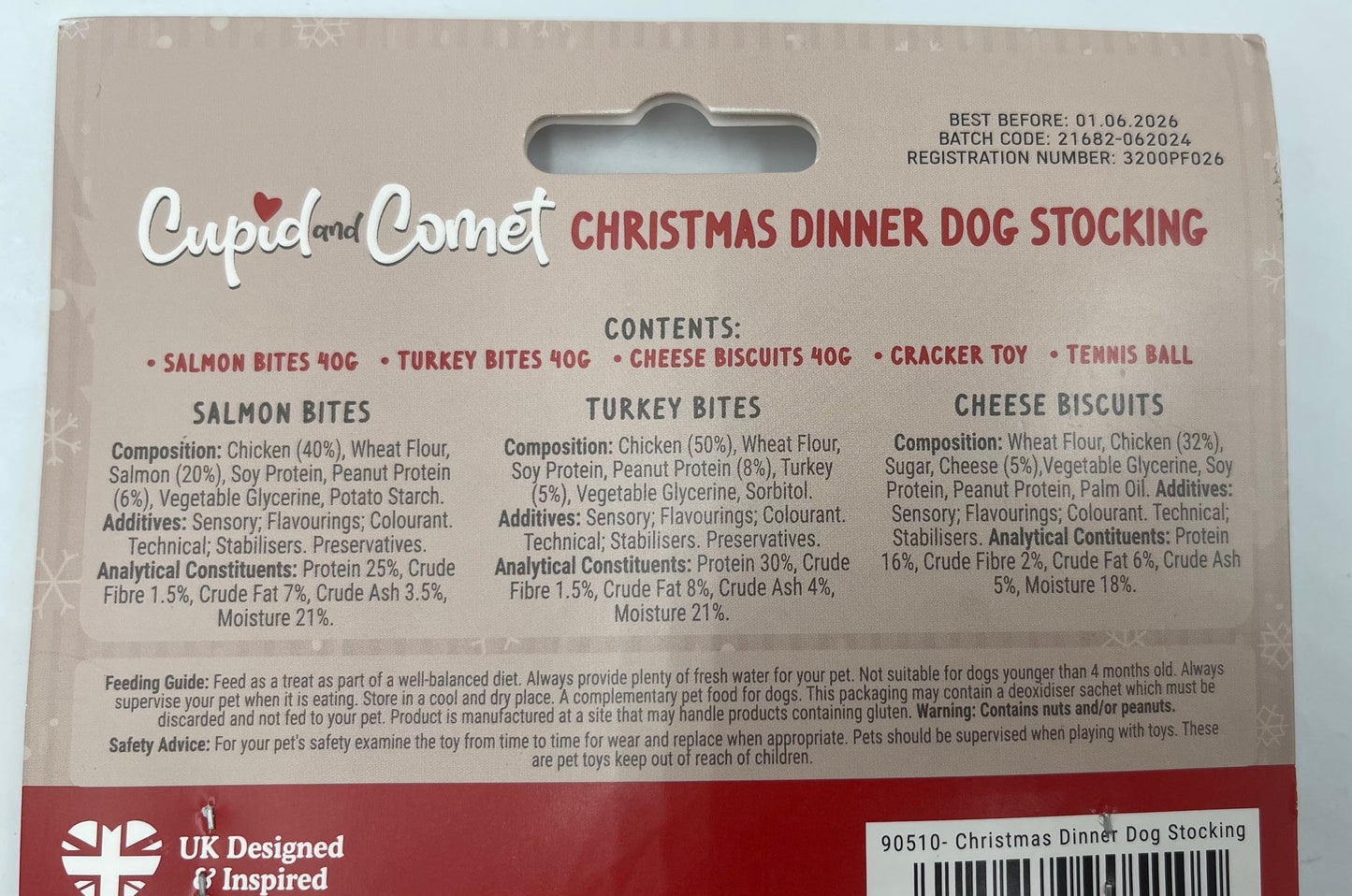 Rosewood Christmas Dinner Stocking Gift for Dogs NEW