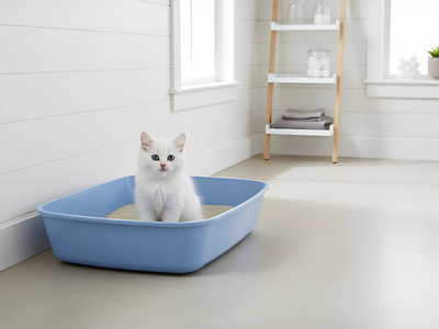 Savic Iriz Cat Litter Tray with Low Entry Pale Blue - 42 cm