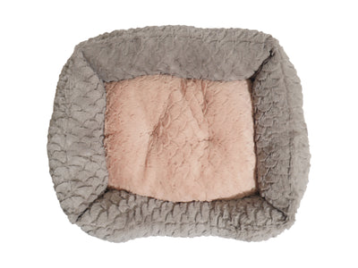 24" Grey & Pink Plush Squ Bed - DISC