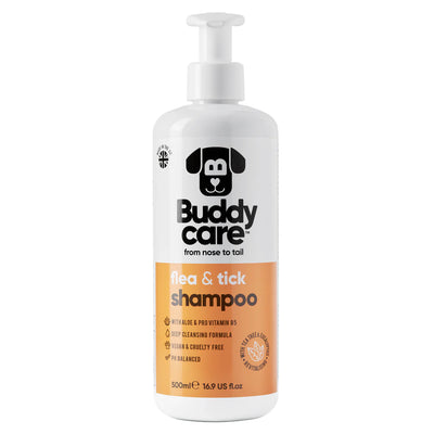 Buddy Care Dog Shampoo - Flea & Tick - 500ml / 16.9 fl oz