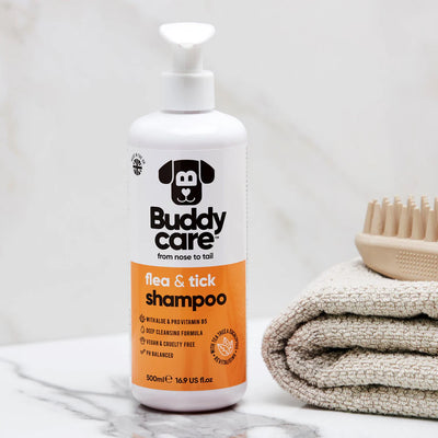 Buddy Care Dog Shampoo - Flea & Tick - 500ml / 16.9 fl oz