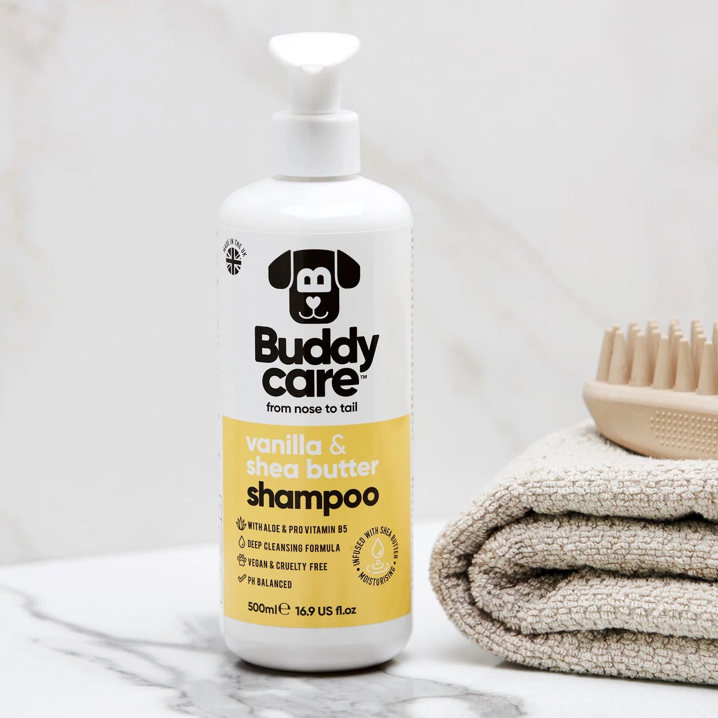 Buddy Care Dog Shampoo - Vanilla & Shea Butter - 500ml / 16.9 fl oz