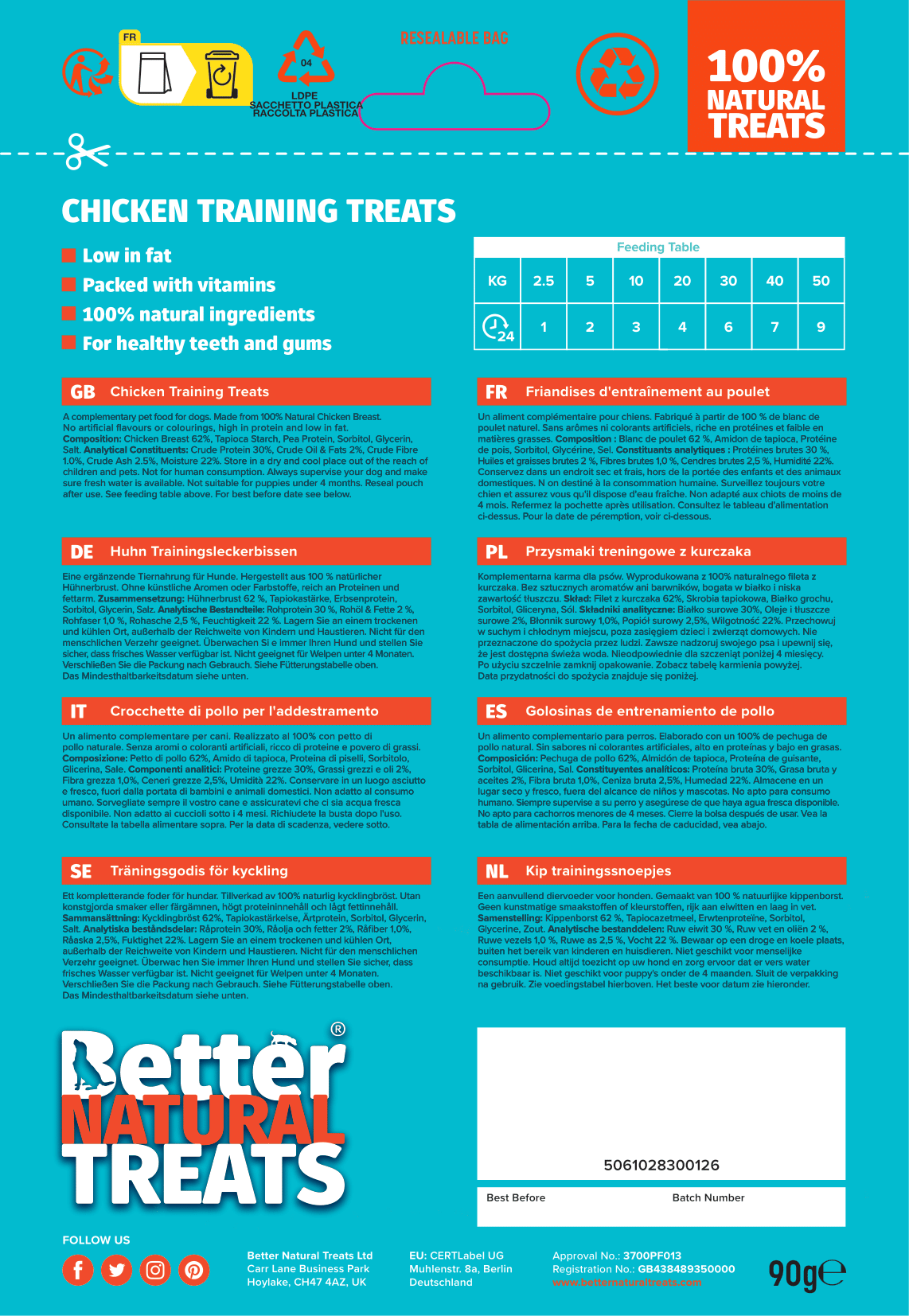 Better Natural Treats - Chicken Training Treats