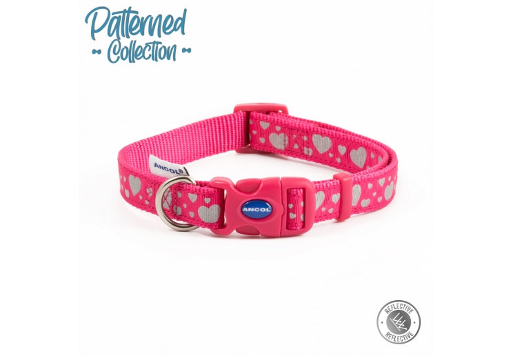 Fashion Collar Pink Reflective Hearts Adjustable  20-30CM