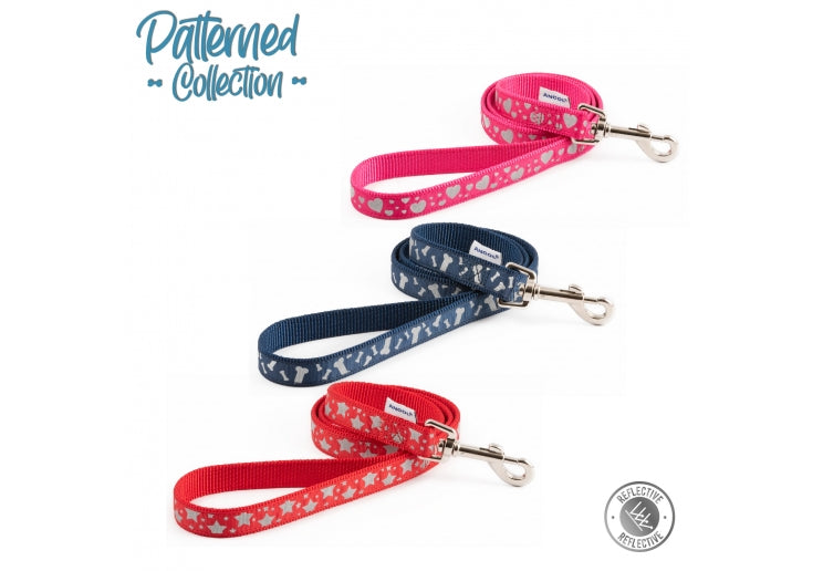 Bone Patterned Navy Reflective Lead 3/4"