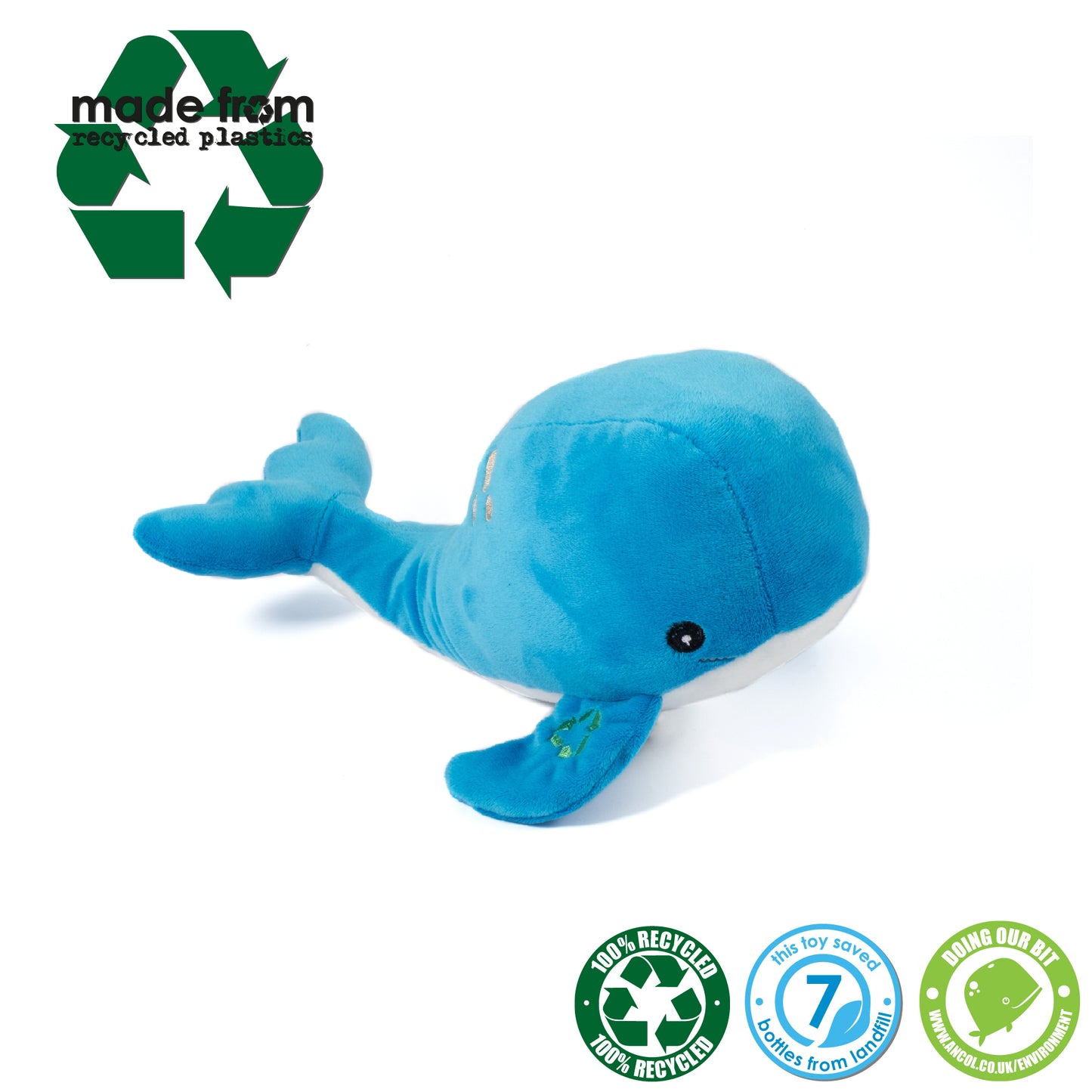 Oshi The Whale Plush Dog Toy - Made From Recycled Materials