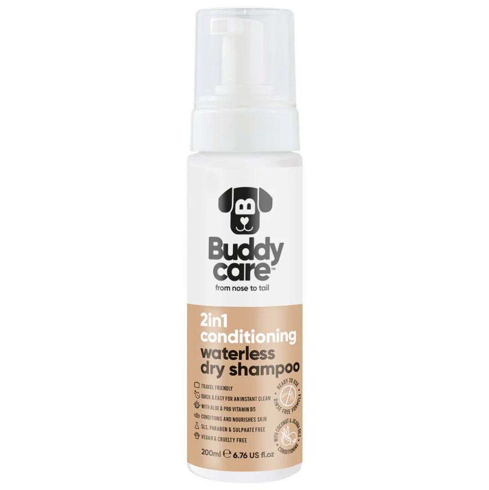 Buddycare Waterless Dog 2in1 Shampoo Conditioner - Coconut - 200ml / 6.76 fl oz