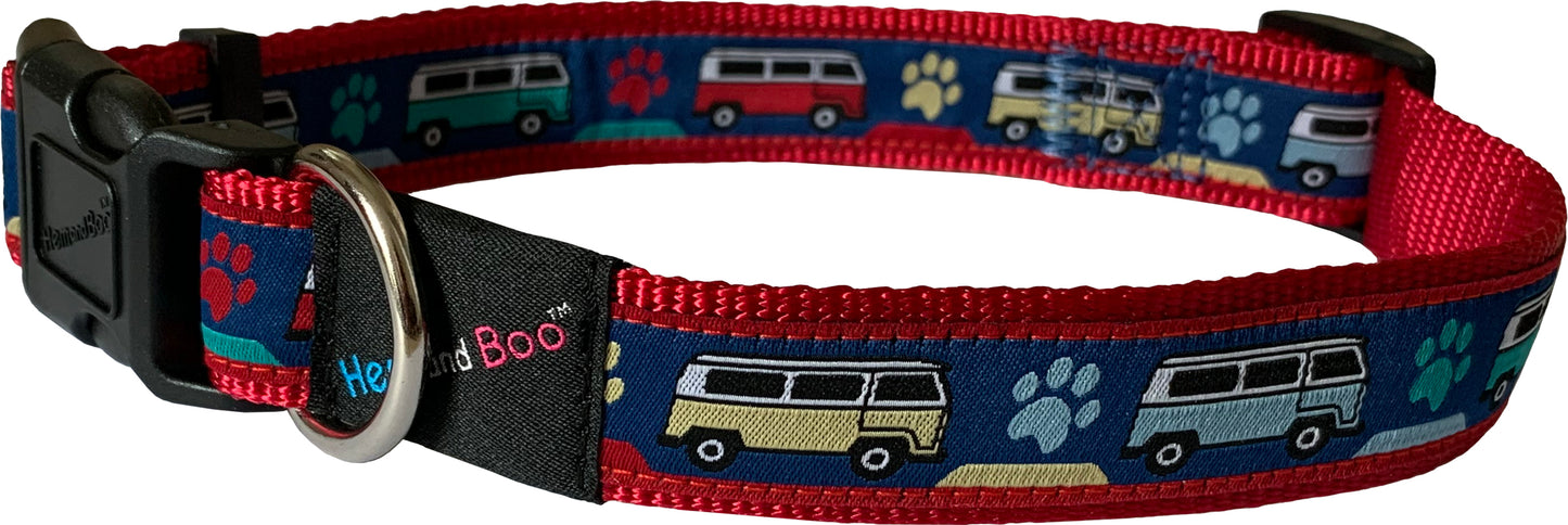 Camper Van Collar 1" in Blue and Red