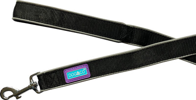 Dog & Co Padded Reflective Lead Black 1"