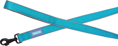 Dog & Co Padded Reflective Lead Aqua 1"