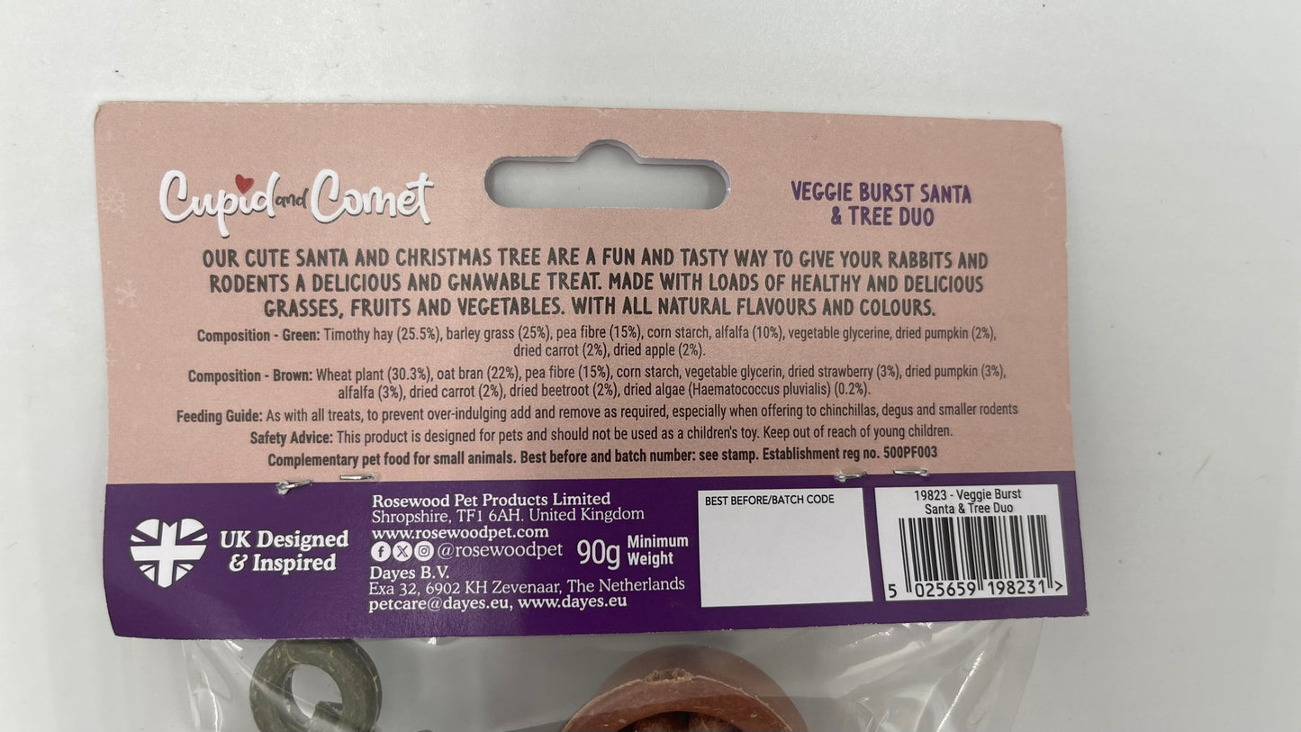 Veggie Burst Santa & Tree Duo Gnaw Treats for Small Animals NEW