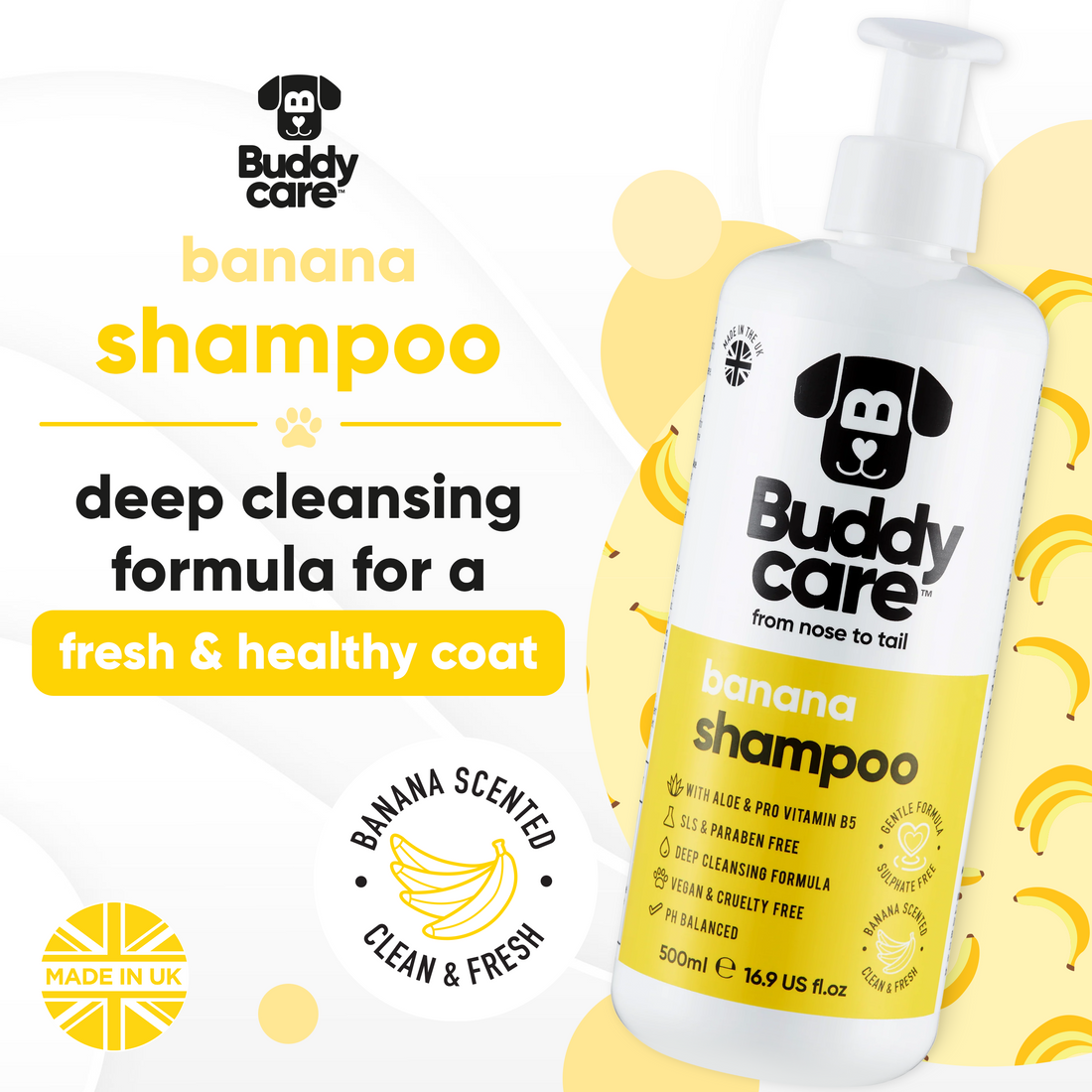 Buddycare Dog Shampoo - Banana - 500ml / 16.9 fl oz