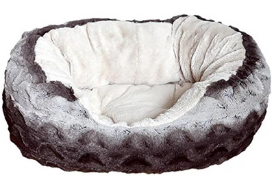 Grey & Cream Snuggle Plush Dog Bed 25"