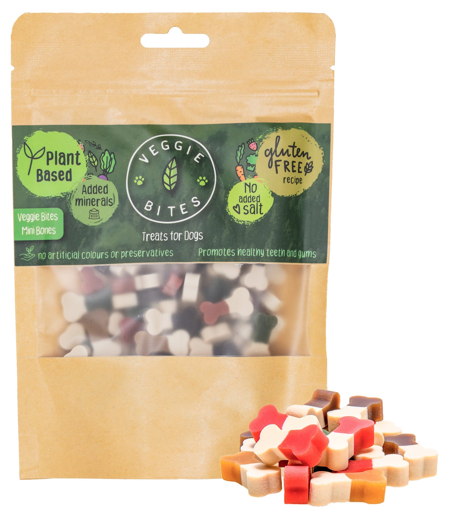 Veggie Bites Plant-Based Mini Bones Dog Treats 100g - WIGIG