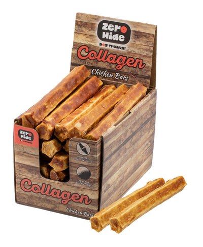 Zero Hide Collagen Chicken Bars Large 1.6kg with Display Box (approximately 23 pieces)