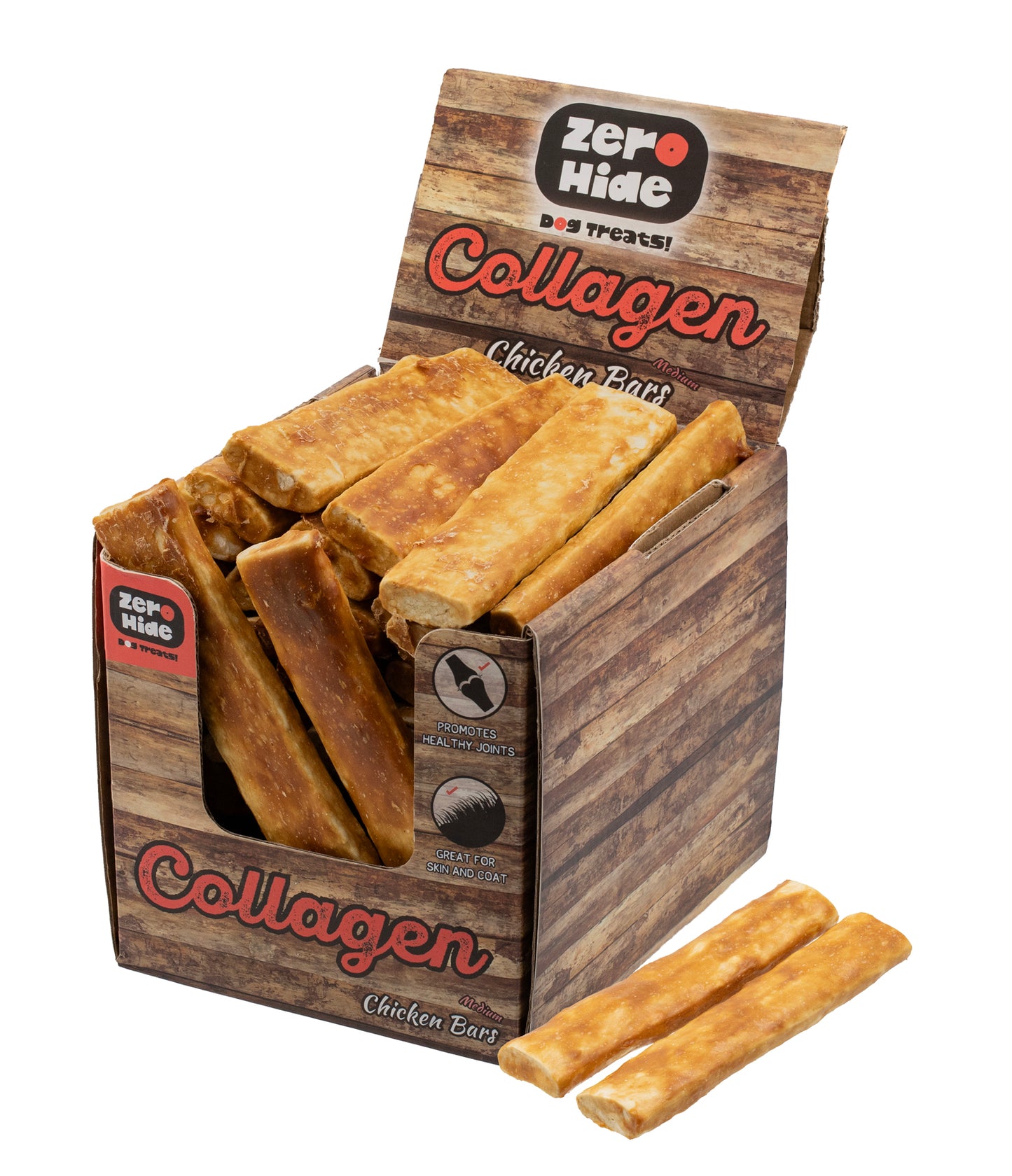 Zero Hide Medium Collagen Chicken Bars 1.5kg with Display Box (approximately 40 pieces)