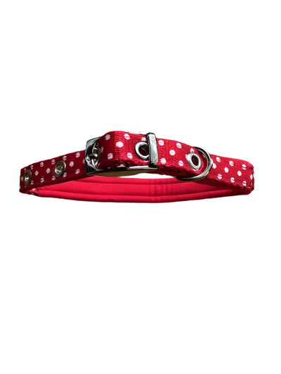 Polka Dot Nylon Collar Red Small