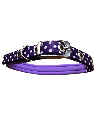 Polka Dot Nylon Collar Purple Small