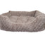 Grey & Pink Plush Square Bed 46x36cm