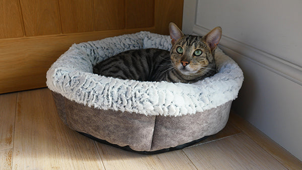 Grey Luxury Plush Round Bed 65cm